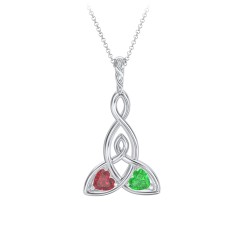 Celtic Motherhood Knot Birthstone Necklace – 10K Yellow Gold with Ruby and Emerald