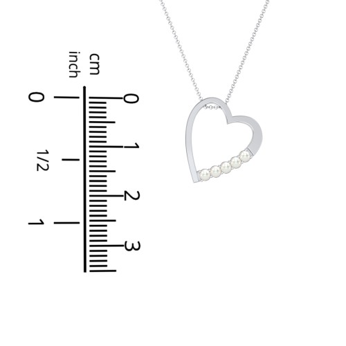Engravable Tilted Heart Necklace with Pearls – 18K Gold Plated Silver with Freshwater Pearl