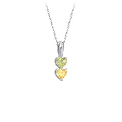 Engravable Generations Stacking Hearts Pendant - 2 – Sterling Silver with Peridot and Citrine