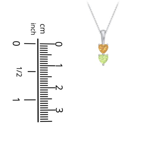 Engravable Generations Stacking Hearts Pendant - 2 – 10K White Gold with Peridot and Citrine