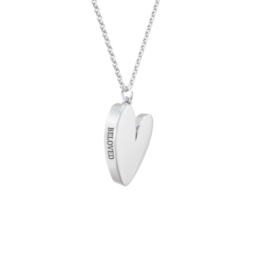 Tilted Heart with Side Engraving – Sterling Silver